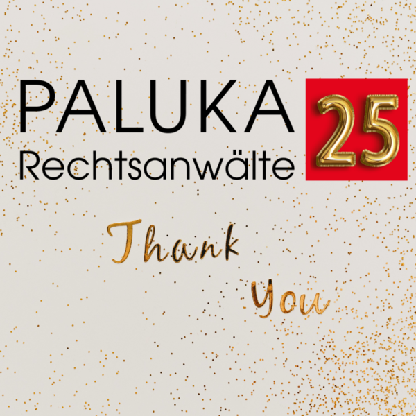 Logo Paluka Rechtsanwälte, 25 Jahre, Jubiläum